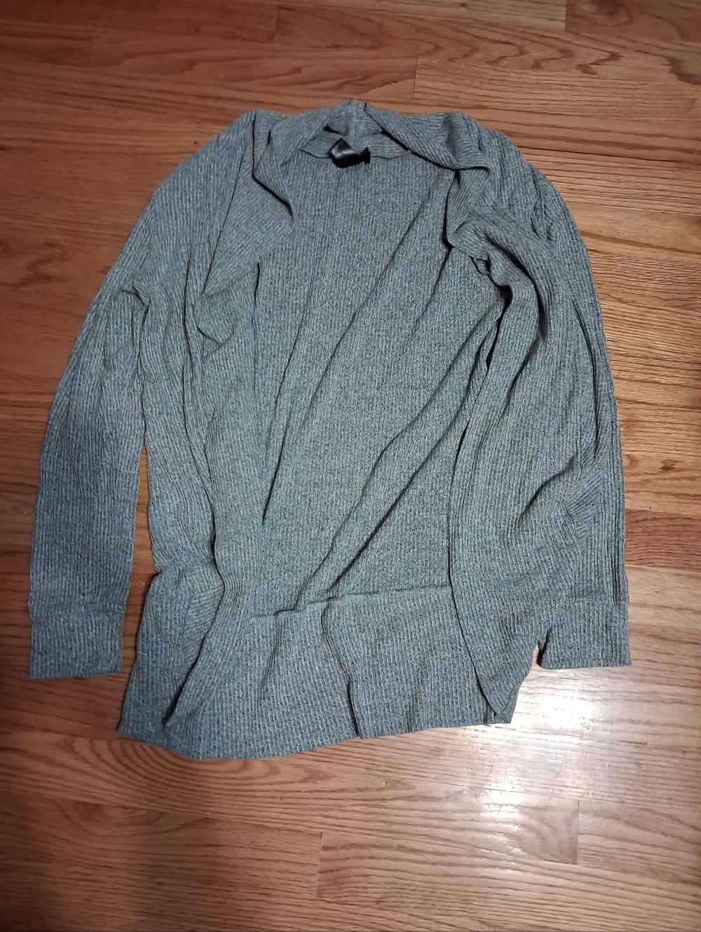 Women's Gray Ribbed Open-Front Sweater Cardigan